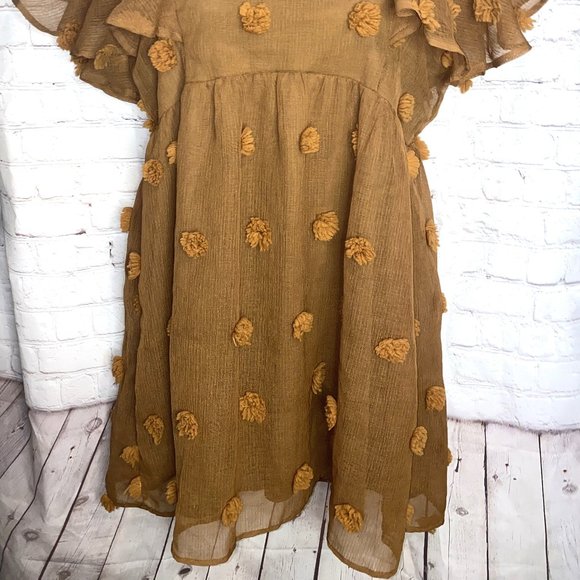 Brown Dress w/ Pom Poms - Picture 2 of 2
